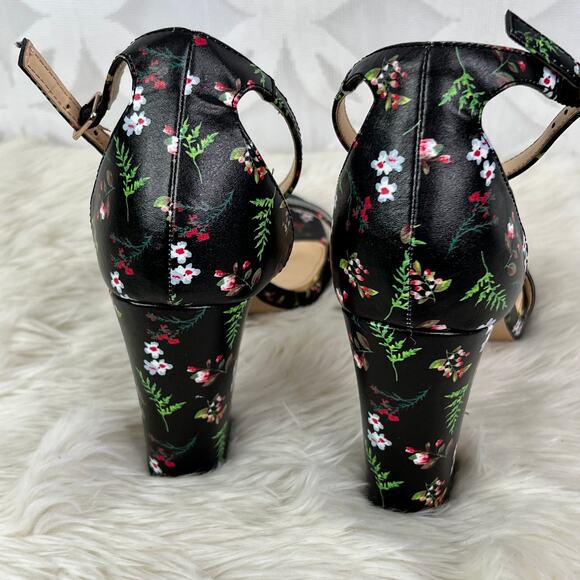 Michael Shannon Sascha Floral Rockabilly Ankle Strap High Heel Sandal Sz 8 - Picture 6 of 9